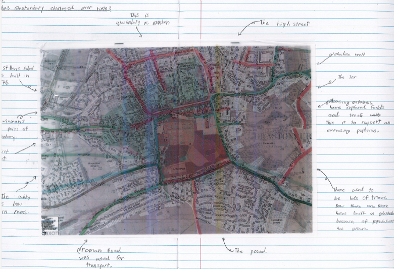 Comparing maps of Glastonbury over time